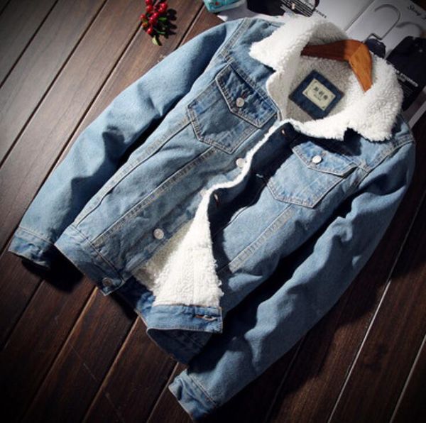 

Осень и зима пальто хлопка плюс бархат джинсовой куртки мужчину имитация ягненок