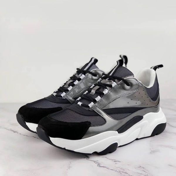 

women technical knit calfskin trainers brand designer men sneakers luxury fashion b22 sneakers couple casual shoes, Black