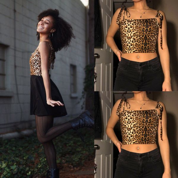 

Sexy Women Crop Top Summer Tank Tops Cropped Ladies Leopard Shirt Vest Camisole