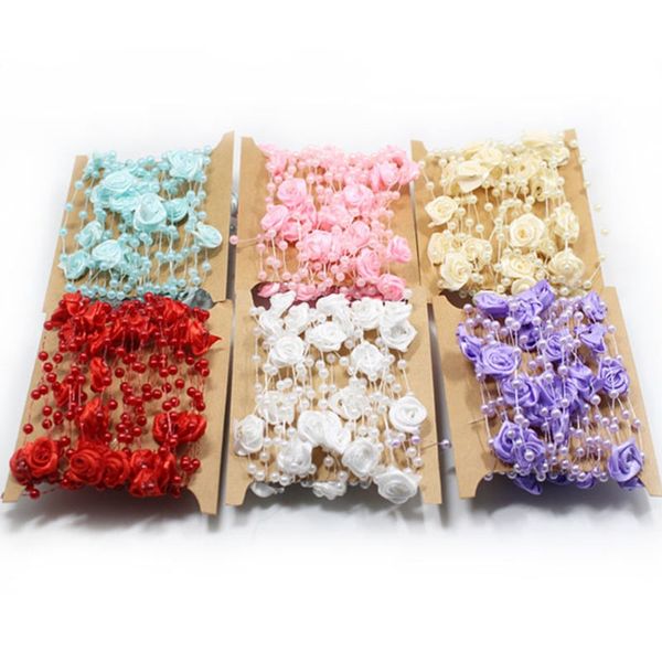

5m beads string rose flower pearl bridal bouquet wedding decorations chain decorative flowers wreaths party diy accessories an2462