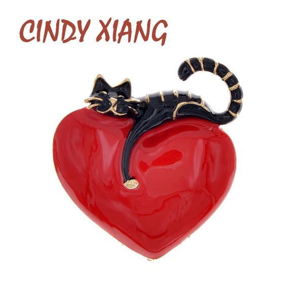 

cindy xiang эмаль сердце и кошка брошь cute kitty pin vivid животных брошки дети ювелирных изделий коробки дизайн 2 цвета avaible, Gray