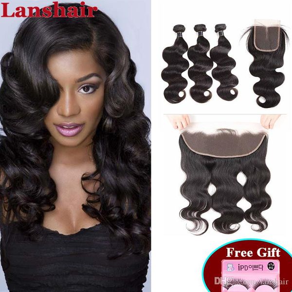 

body wave virgin malaysian human hair extension 3 bundles with 13x4 lace frontal malaysian human hair bundles with 4x4 lace closure, Black;brown