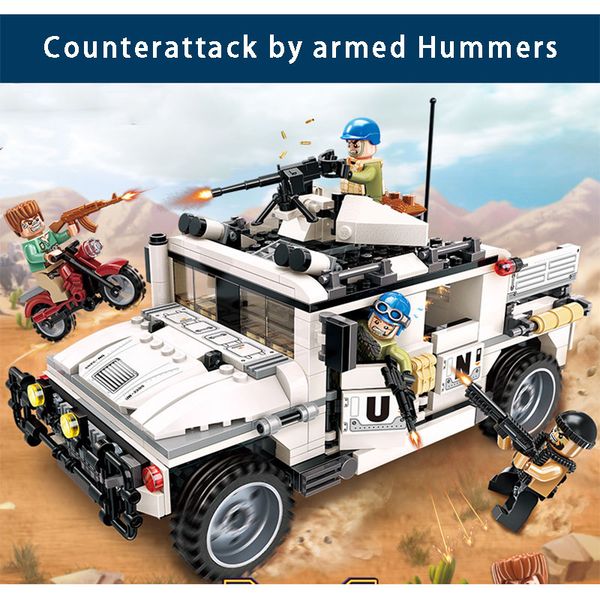 

детский военный хаммер и контратака танк образовательные diy собранные строительные блоки набор детских игрушек