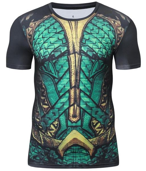 

men's 3d printed compression t-shirt cool dry tights short sleeve compression base layer for sports, Black;blue