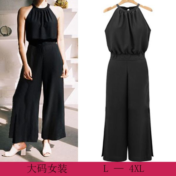 

4xl 3xl plus size summer jumpsuit women 2018 europe rompers overalls big size large jumpsuit casual female jumpsuits girl, Black;white