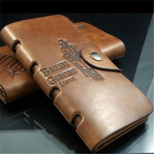 

2017 brown men long slim bifold coin purse pu leather wallet credit id card holder n673, Red;black