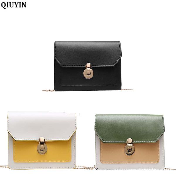 

qiuyinpu кожа цвета контраста crossbody сумки для женщин 2020 сеть messenger плеча сумка женская кошельки и сумки креста тела