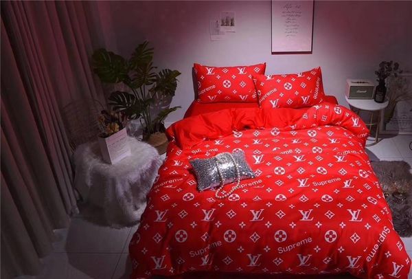 

wedding fashion s letter bedding suit new cotton fabric series jubilant red bed cover red 4 pcs spring summer bedding