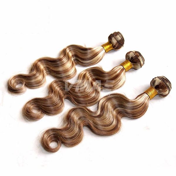 

расширение vmae body wave virgin человеческих волос ombre русый бразильская human piano волос цвет # 8/613 переплетения человека vmae волос, Black