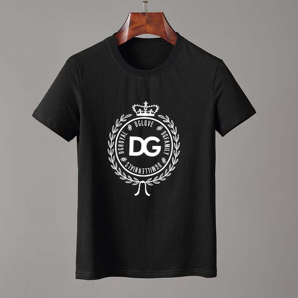 

2019 men's korean version of the tide male summer crown wheat ear print round neck short-sleeved casual fashion men and women short-sle, White;black