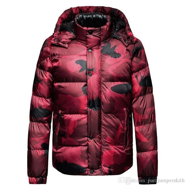 

plus size mens winter jackets fashion camouflage stand collar hat detachable thickened warm coat mens parkas, Black