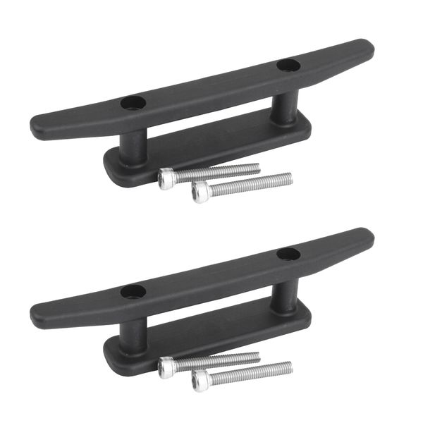 

pack of 2 pieces 6.4 inch uv resistant black nylon kayak canoe marine boat dinghy cleat with 4 pieces screws