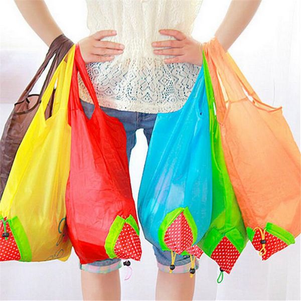 

eco storage handbag strawberry foldable shopping bags reusable folding grocery nylon bag large capacity home tote pouch