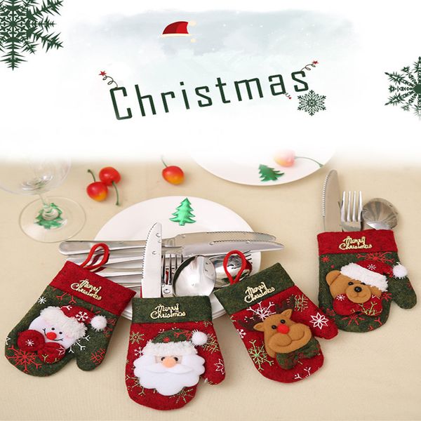 Christmas Dinner Sets Gift Bags Nnon Woven Articles Dining Room Table Decorations Knives Fork Sets Christmas Gloves 9 14 Cm Decoration Christmas Decor