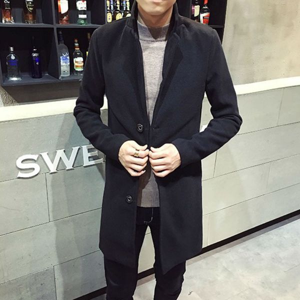 

2019 new winter wool coat men's long section wool coat solid color men's color fashion vest / jacket jacket m-4xl, Black