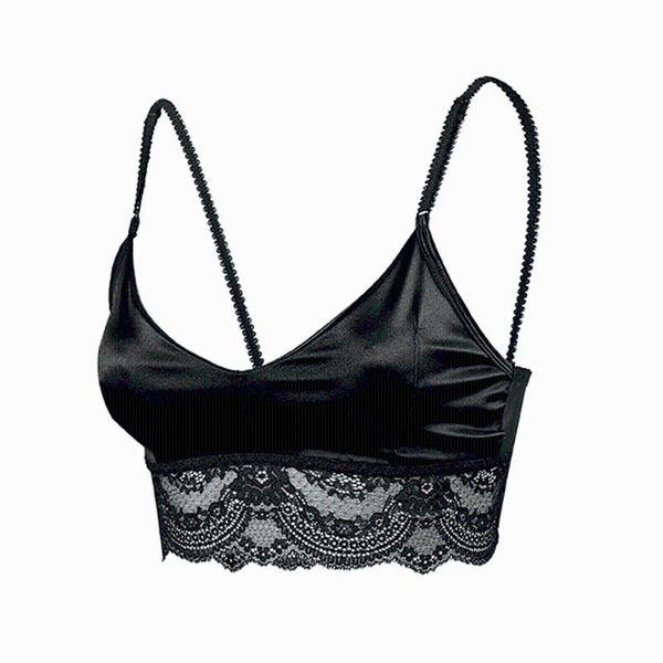 

2020 мода растениеводство топ женщины лето кружева жилет топ беспроводной бюстгальтер нижнее белье сексуальное v-образным вырезом футболка с, White