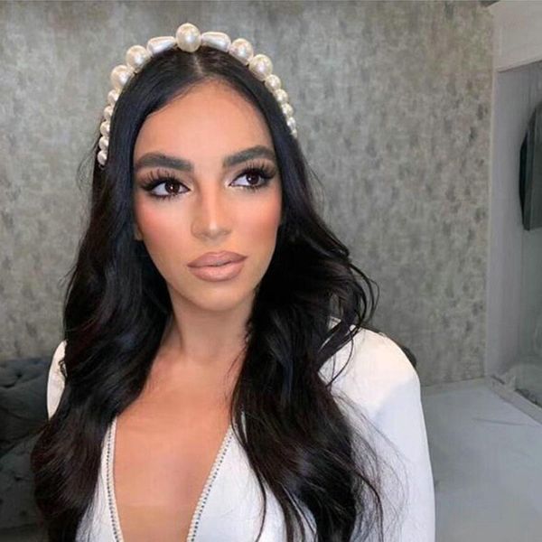 

camo pearl hairpin ladies hair style with hairband bridal pearl hairband elastic hair band camo pearl hairclippers2010 kfima, Black;brown