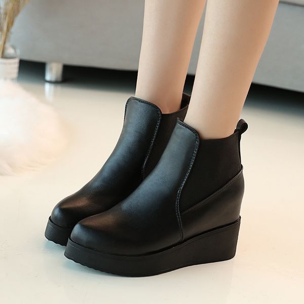 

fashion thick heel ankle boots women high heels autumn winter woman shoes punk boots platform shoes 2020, Black