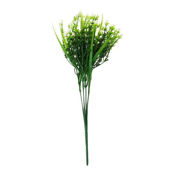 

1 branch small artificial plants grass fake floral plastic eucalyptus flowers for l wedding table decor (white) 28c