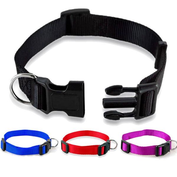 

durable nylon solid color cat dog pet collar 4 color adjustable collar s m x xl