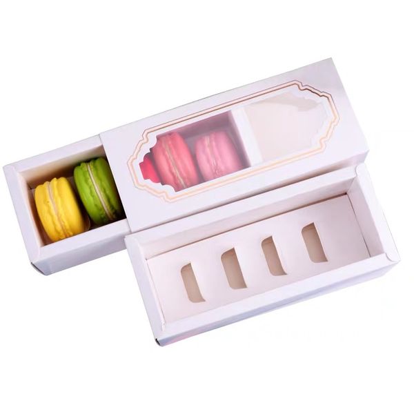 

20pcs/lot white macaron box with transparent window dessert macarons pastry packaging boxes small & large