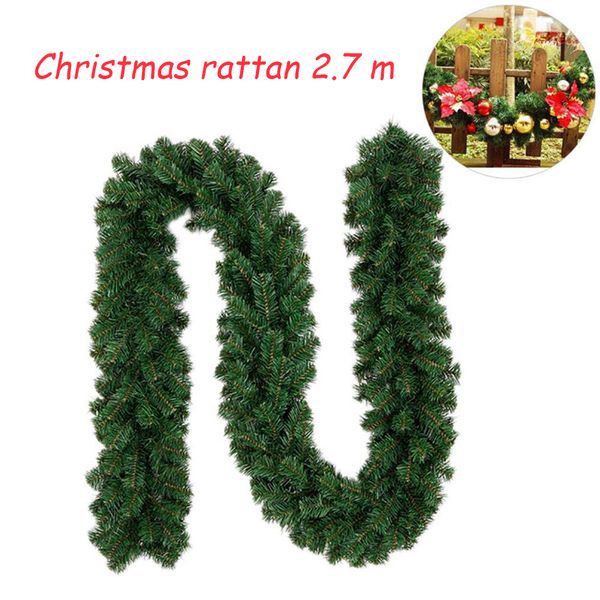 

christmas artificial garland wreath 1.7m/1.8m/2.7m green xmas home party christmas decor rattan hanging ornament for kids