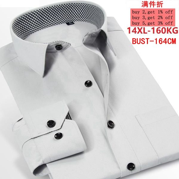 

men's large size long sleeve twill lapel white shirt 11xl 12xl 13xl 14xl business casual office official occupation 6 color, White;black