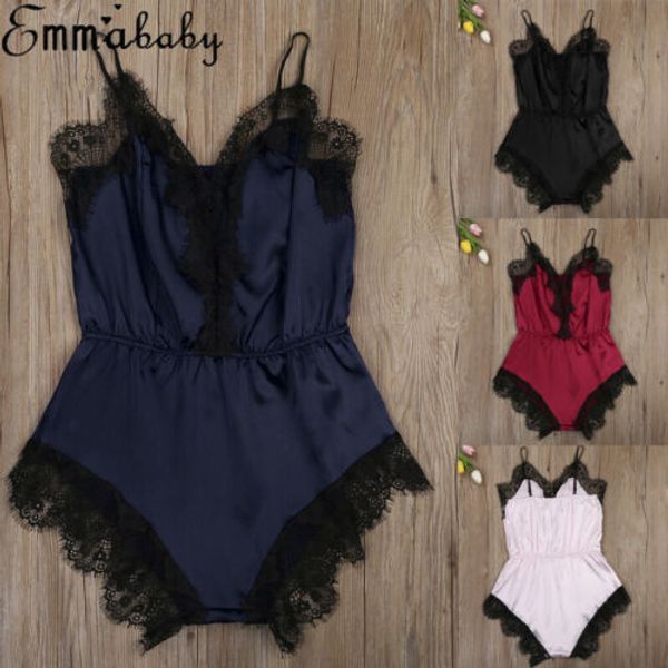 

women lace nightwear sling lace sleepwear bodysuits romper summer clothes, Black;white