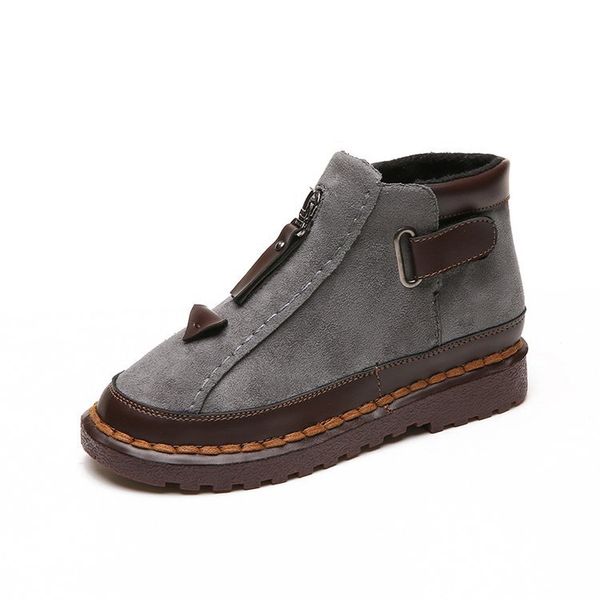 

women ankle boots spring plus size female short booties platform nebuck fashion zipper casual woman's shoes 2019, Black