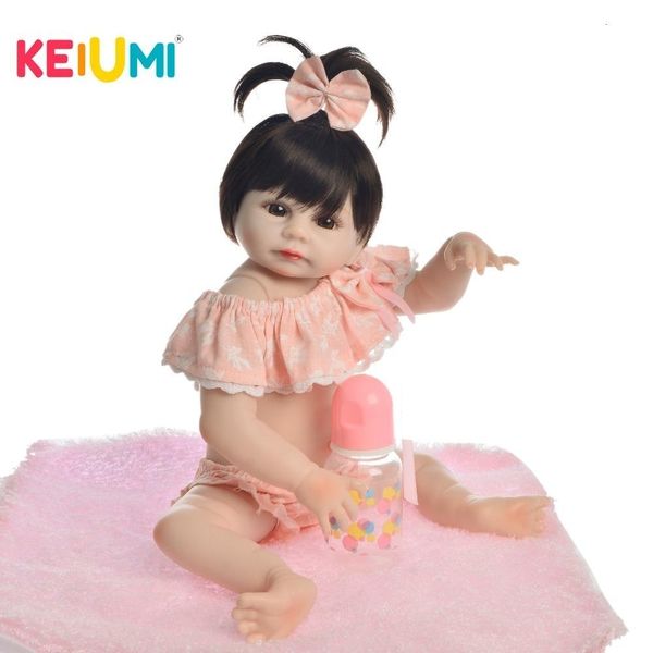 

keiumi lovely baby reborn girl doll full silicone body lifelike bonecas newborn princess babies bebe bathe toy birthday present y191211