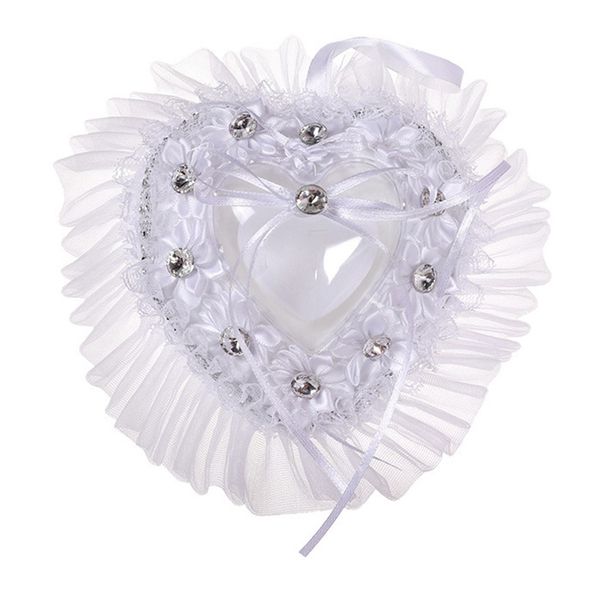 

творческий белый сердце образный кружева обручальное кольцо европейской свадебной церемонии невеста кольцо подушки коробки с перл бисера кру