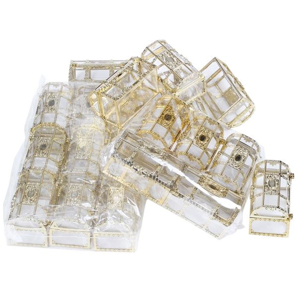 

20pcs grade large size treasure box gold transparent plastic wedding gift boxes baby shower candy box jewellery box
