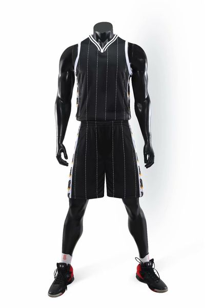 

men blank double-sided basketball team uniforms kits sports clothes tracksuits personality customized basketball sets with shorts h08-2, Blue;black