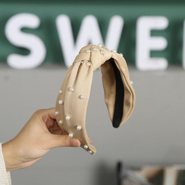 

korean headband pearl hoofdband parel yellow baby hair bands with flowers alice band cerchietto aliceband headdress hair supplies mlbru, Black;brown