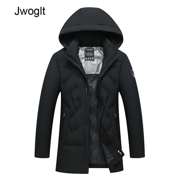

fashion men warm winter jacket men hooded parka simple design practical windproof zipper long parka 4xl 5xl, Black