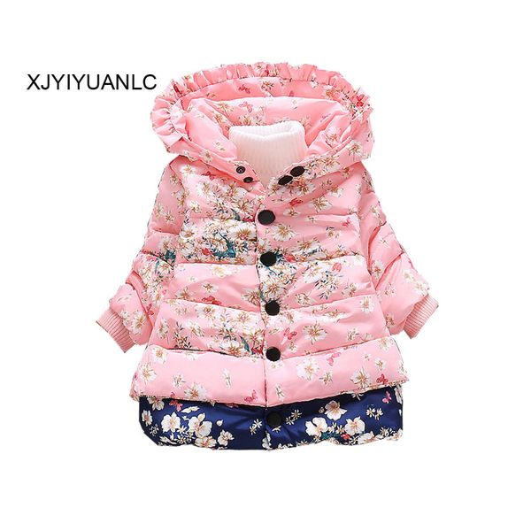 

new girls outerwear children's clothing baby girl fashion printed cotton coat kids winter warm jacket clothes for 1-4 years old, Blue;gray