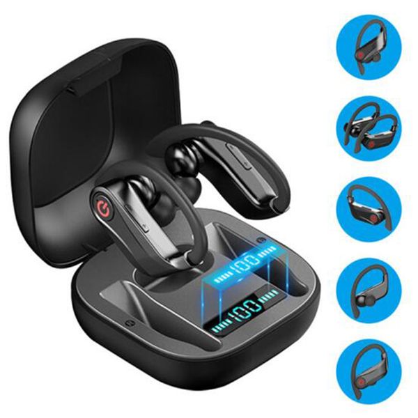 

brand new q62 tws bluetooth 5.0 wireless earphones 6d stereo sports ear hook headphones waterproof earbuds digital display dhl shipping