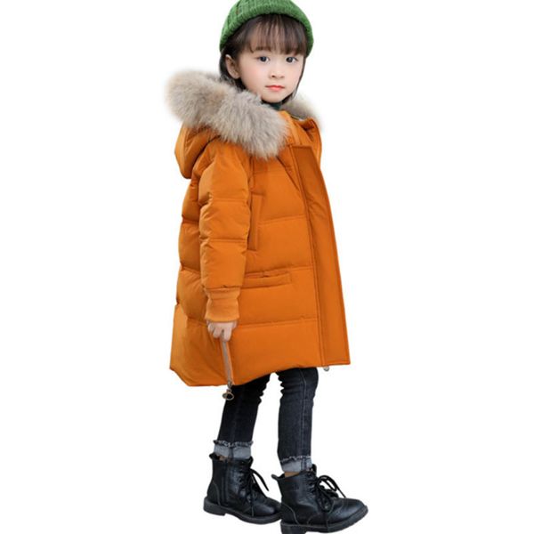 

зима пуховик для девочки детская одежда дети утка пуховики девушки куртка комбинезоны с капюшоном теплые пальто длинная верхняя одежда, Blue;gray