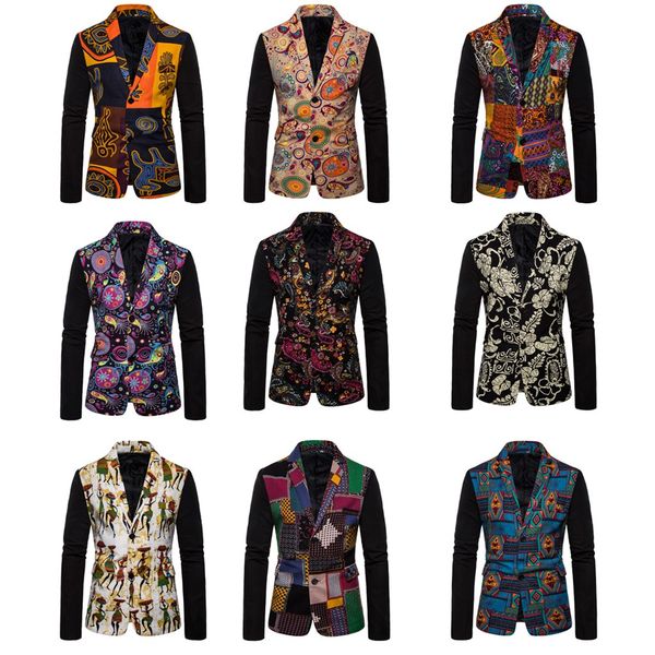 

2019 linen designer men clothing luxury designer mens blazer print jacket stylish fancy brand floral males suits blazers, White;black