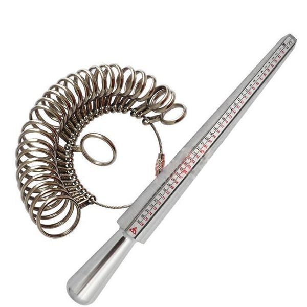 

silver ring sizer finger sizing measuring stick metal ring mandrel us size jewelers stick metal gauge set jewelry tool equipment
