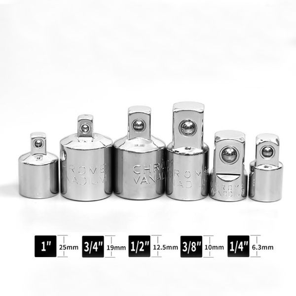 

6pcs 1/4" 3/8" 1/2" socket wrench adapter ratchet wrench drive adapter hand tools chrome vanadium steel sleeve converter