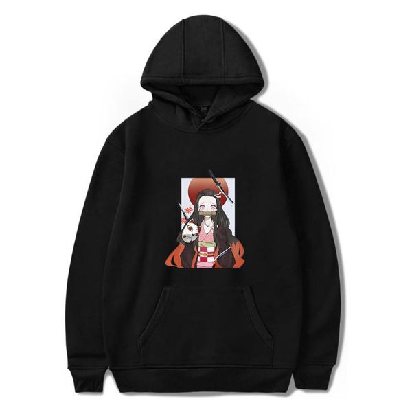 

kimetsu no yaiba men's new print sports hooded clothes demon slayer men's fashion hooded clothes trend, Black