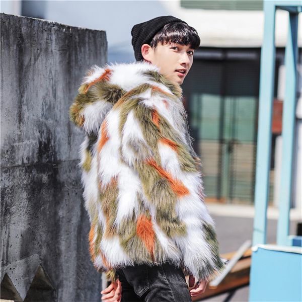 

new winter fur coat clothing thick faux fur zipper hooded jacket hoodies man warm m,l,,2xl,3xl,4xl, Black