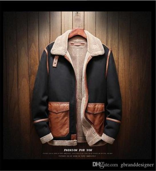 

мужские замшевые шитье plus бархатная кожа повседневный плюсы размер кожаная куртка нагрудные шеи zipper зимние пальто, Black;brown