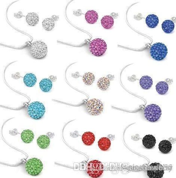 

10pcs/lot 10mm crystal clay ale disco bead rhinestone crystal set necklace studs earrings drop jewelry set e2425 w62 e23, Black