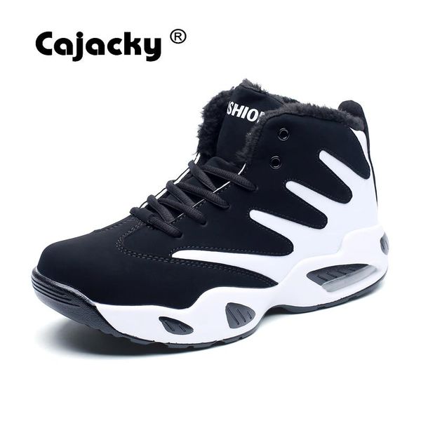 

cajacky men boots ankle autumn warm boots fashion high sneakers male winter botas hombre fur snow shoes spring, Black