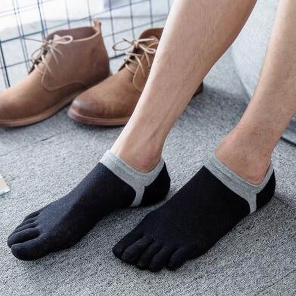 

5 pair/lot new men's socks cotton meias five finger socks toe for size 38-44 calcetines ankle sock ing, Black