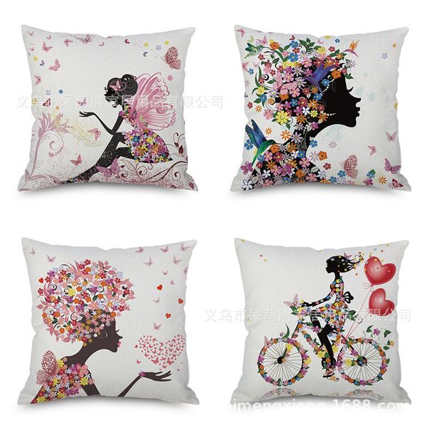 

flowers and plants figure cartoon flax embrace pillow case imitate mabaozhen automobile sofa back cushion cushion pillow