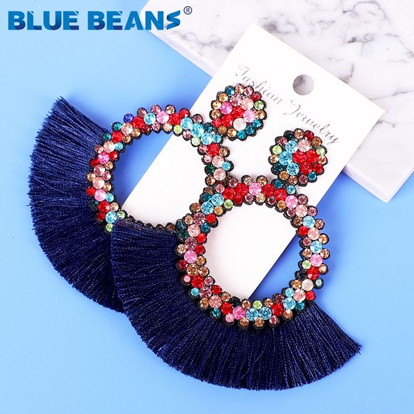 

tassel earrings women punk earings fashion jewelry hanging crystal star girls earring drop dangle long boho set luxury handmade, Silver