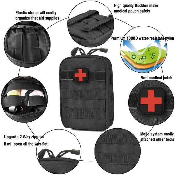 SECOURISME MÉDICAL MILITAIRE TACTIQUE KIT POCHE MOLLE SYSTÈME POCHE OLIVE VERT O